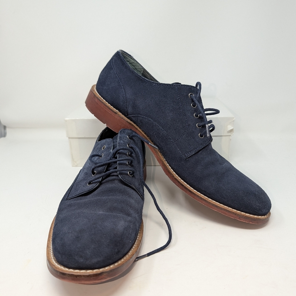 Ted Baker TICHD 2 Men's Size 11.5 US Navy Blue Suede Oxford Shoes Red Lug Sole